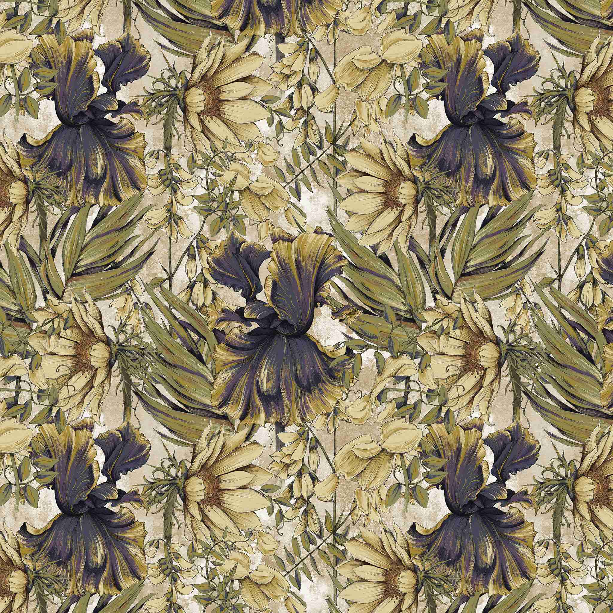 Tapet personalizat retro & vintage cu floarea soarelui in stil retro retro sunflowers