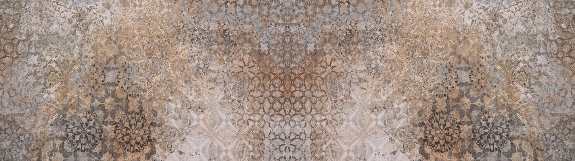 Tapet Personalizat Retro Vintage cu elemente abstracte de mosaic floral - VINTAGE PSYCHEDELIC