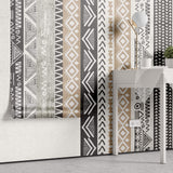Tapet Personalizat Retro Vintage cu modele tribale si aztece dispuse vertical in nuante de bej si gri - AZTEC STRIPES