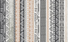 Tapet Personalizat Retro Vintage cu modele tribale si aztece dispuse vertical in nuante de bej si gri - AZTEC STRIPES