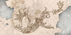 Tapet personalizat victorian cu elemente vintage specifice erei victoriene si egrete imperial egrete