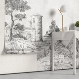 Tapet personalizat victorian de tip schita cu peisaj din suburbia marocana din secolul al xvii lea moroco sketch