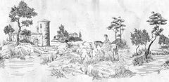 Tapet personalizat victorian de tip schita cu peisaj din suburbia marocana din secolul al xvii lea moroco sketch