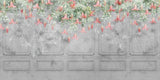 Tapet personalizat victorian cu floarea sarmienta pe un perete gri de inspiratie arhitecturala victoriana sarmienta scandens