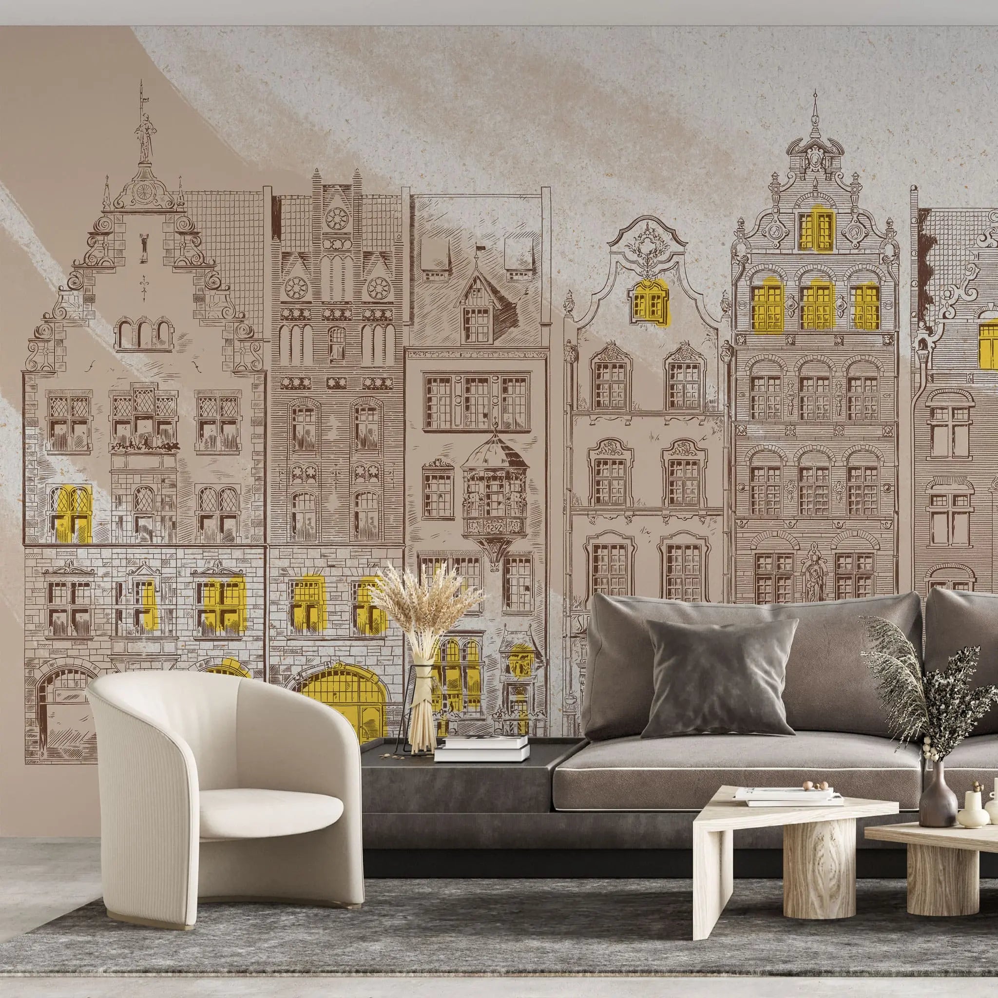 Tapet personalizat cu fatade de cladiri de inspiratie victoriana victorian facade