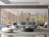 Tapet personalizat cu fatade de cladiri de inspiratie victoriana victorian facade