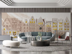 Tapet personalizat cu fatade de cladiri de inspiratie victoriana victorian facade