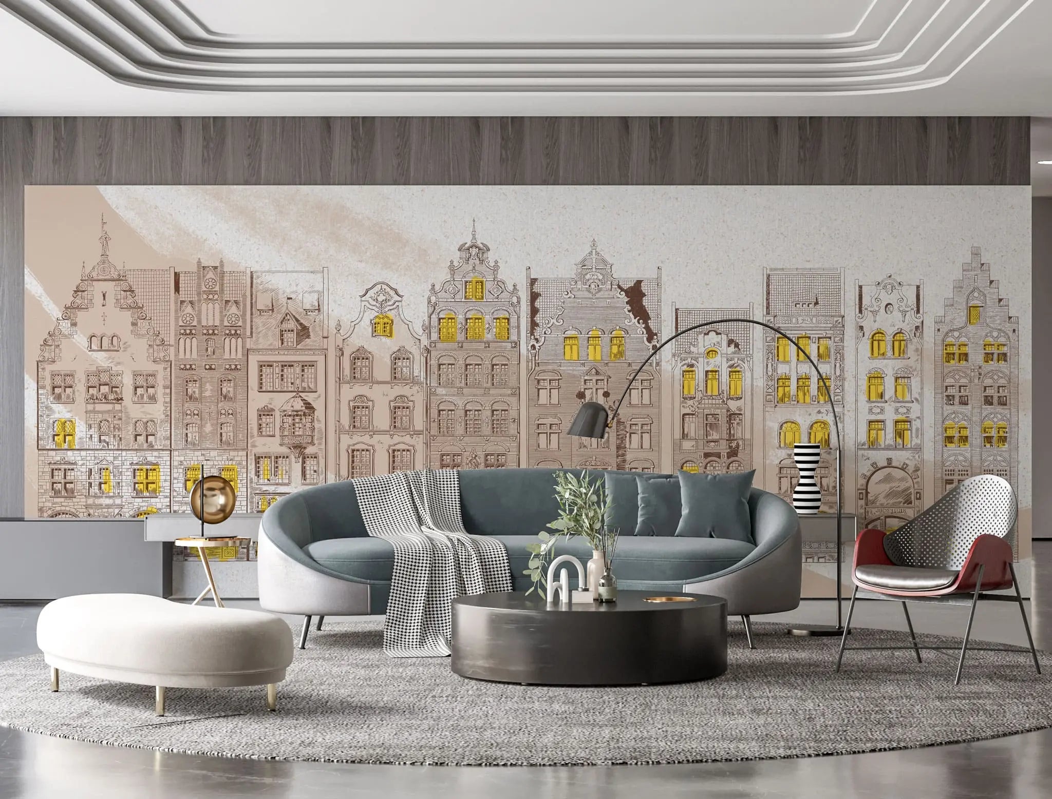 Tapet personalizat cu fatade de cladiri de inspiratie victoriana victorian facade