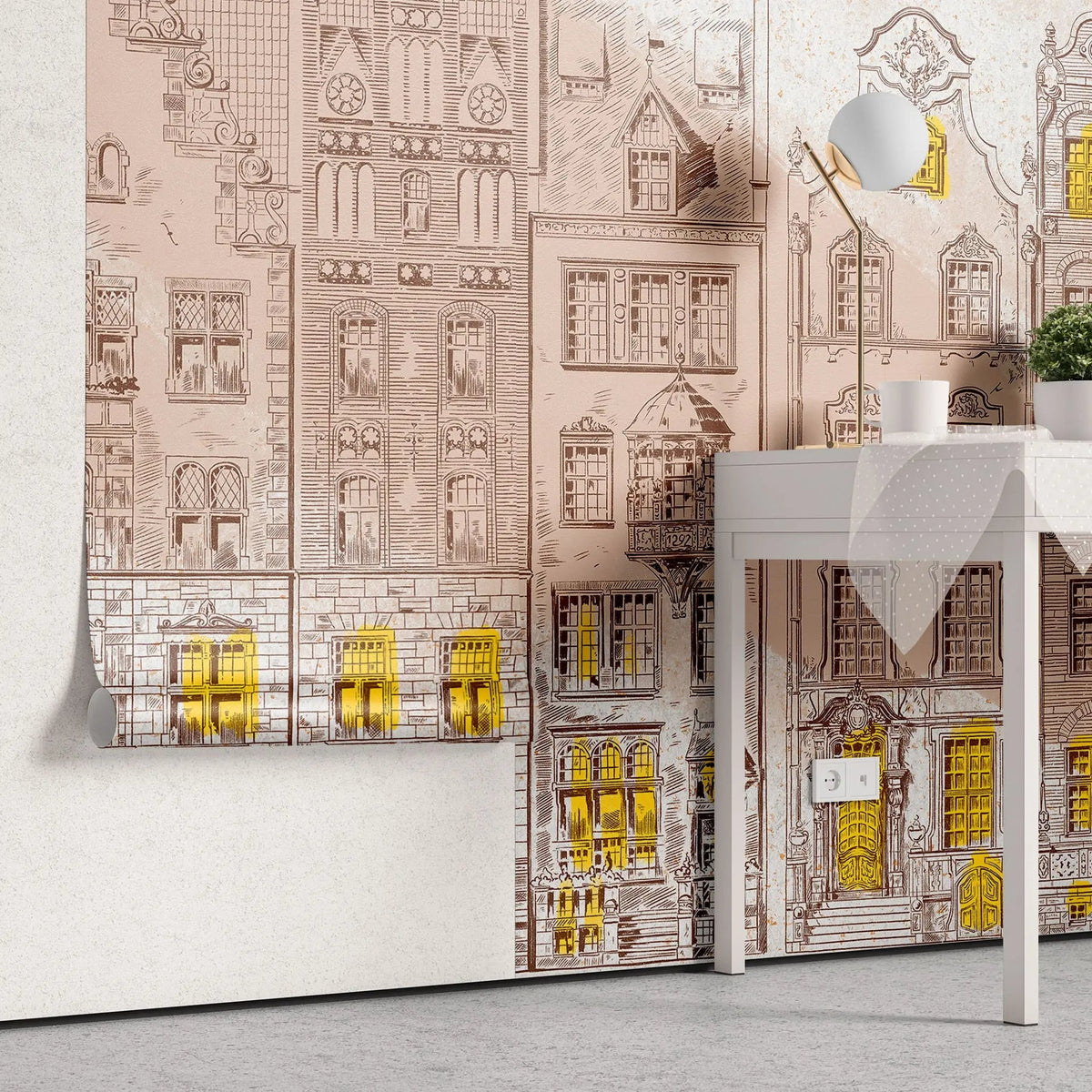 Tapet personalizat cu fatade de cladiri de inspiratie victoriana victorian facade