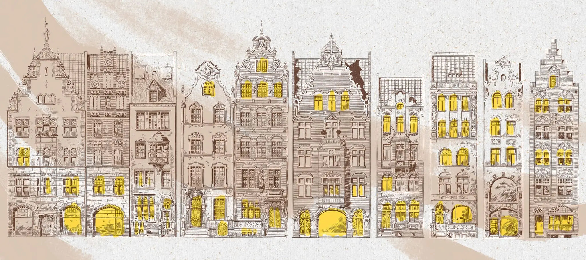 Tapet personalizat cu fatade de cladiri de inspiratie victoriana victorian facade