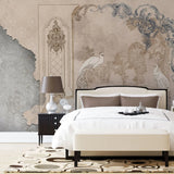 Fototapet personalizat victorian cu elemente vintage specifice erei victoriene si pauni albi white peacock