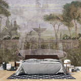 Tapet personalizat victorian cu fantana intr o gradina in stil victorian the fountain