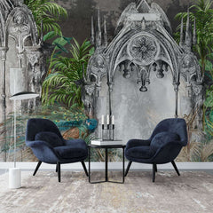 Tapet personalizat victorian coloane decorate paun eleganta victoriana opulenta naturii stil sofisticat farmec peacock columns