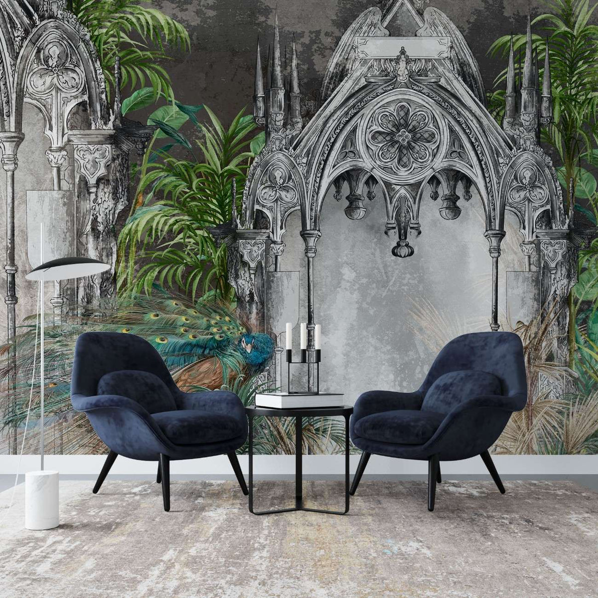 Tapet personalizat victorian coloane decorate paun eleganta victoriana opulenta naturii stil sofisticat farmec peacock columns