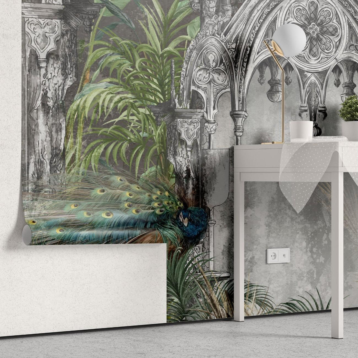 Tapet personalizat victorian coloane decorate paun eleganta victoriana opulenta naturii stil sofisticat farmec peacock columns