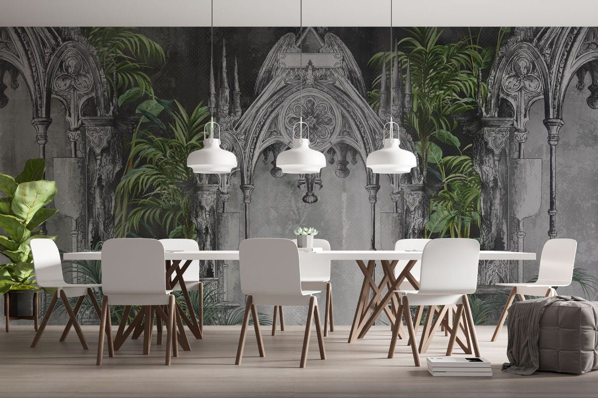 Tapet personalizat victorian arc gotic intunecat mister dramatism arhitecturii medievale nota impunatoare caracter dark gothic arch