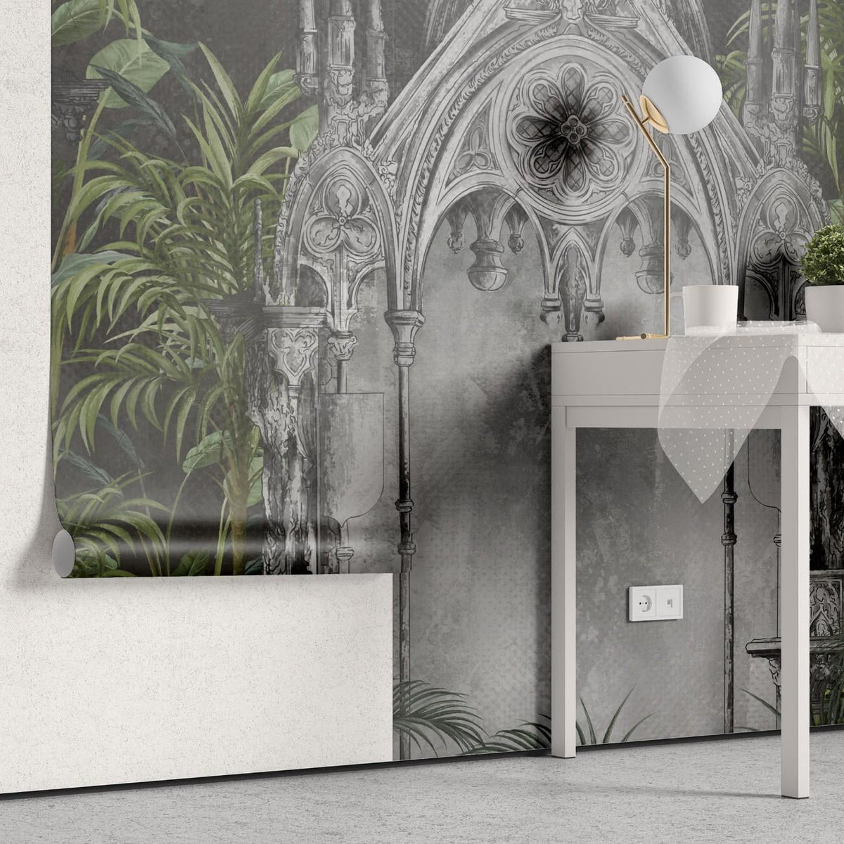 Tapet personalizat victorian arc gotic intunecat mister dramatism arhitecturii medievale nota impunatoare caracter dark gothic arch