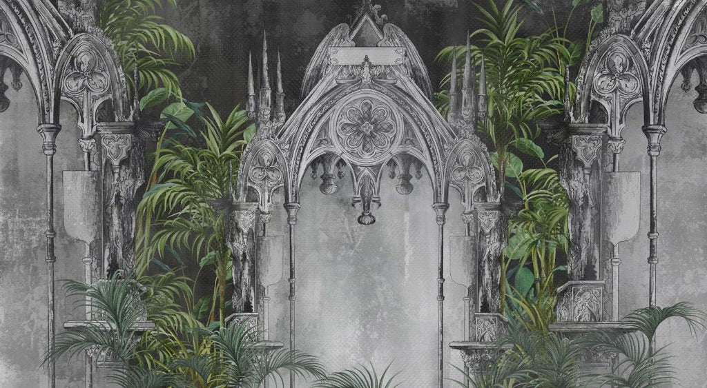 Tapet personalizat victorian arc gotic intunecat mister dramatism arhitecturii medievale nota impunatoare caracter dark gothic arch