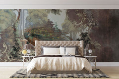 Tapet personalizat victorian paun stil victorian celebreaza frumusetea eleganta epocii detalii bogate culori vibrante plus rafinament victorian peacock