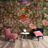Tapet personalizat victorian design floral vitralii recreeaza arta culori vibrante vitraliilor clasice lumina eleganta artistica floral stained glass