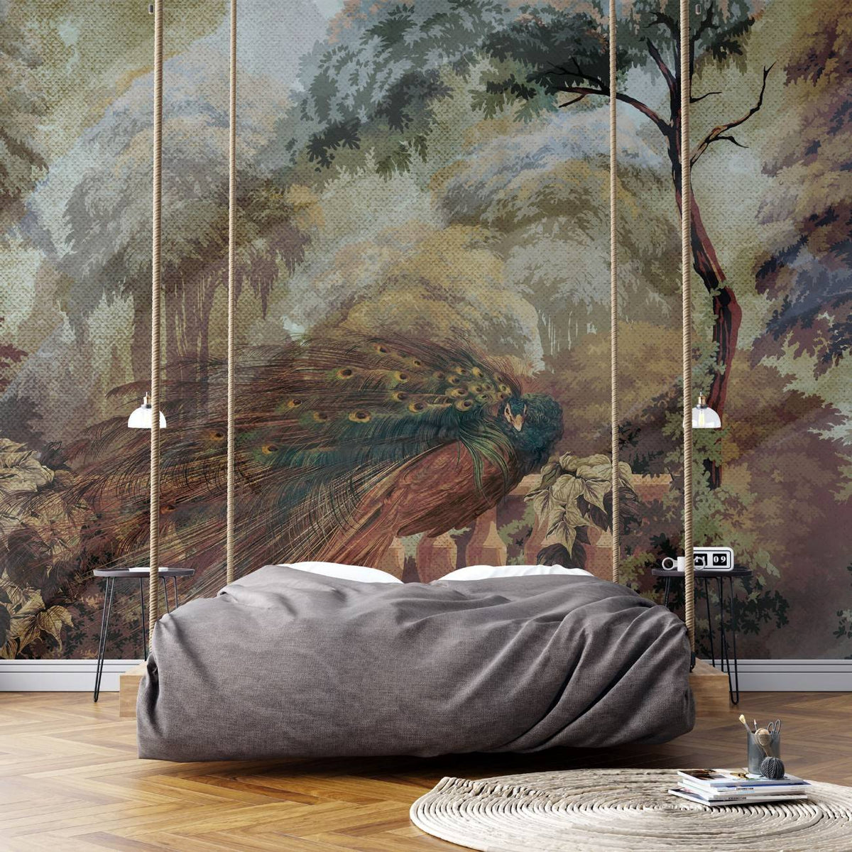 Tapet personalizat victorian paun maiestuos texturat profunzime senzatie tactila design eleganta istorica abordare moderna textured victorian peacock