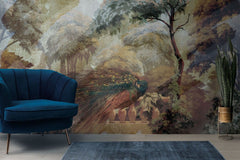 Tapet personalizat victorian paun maiestuos texturat profunzime senzatie tactila design eleganta istorica abordare moderna textured victorian peacock