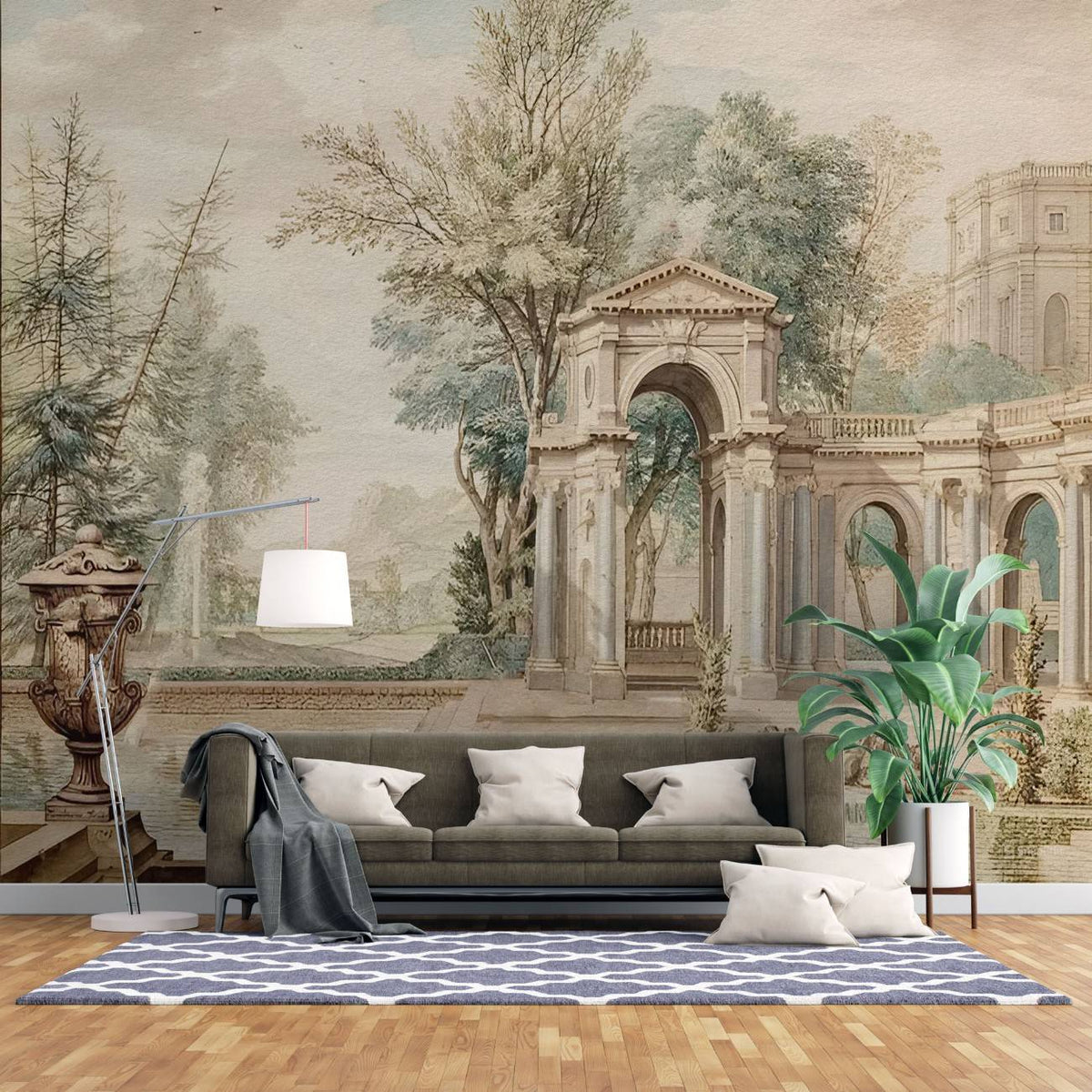 Tapet personalizat victorian inspirat opera isaac de moucheron reprezentand gradina impresionanta perioada renascentista italainte garden