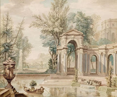 Tapet personalizat victorian inspirat opera isaac de moucheron reprezentand gradina impresionanta perioada renascentista italainte garden