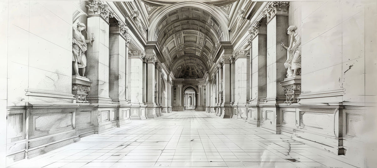 Tapet Personalizat Victorian cu holul arhitectural al unei cladiri in stil neoclasic - NEOCLASSICAL GRANDEUR