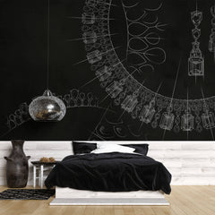 Tapet Personalizat Victorian cu schite cu bijuterii cu pietre pretioase - JEWELLERY BLACK SKETCH