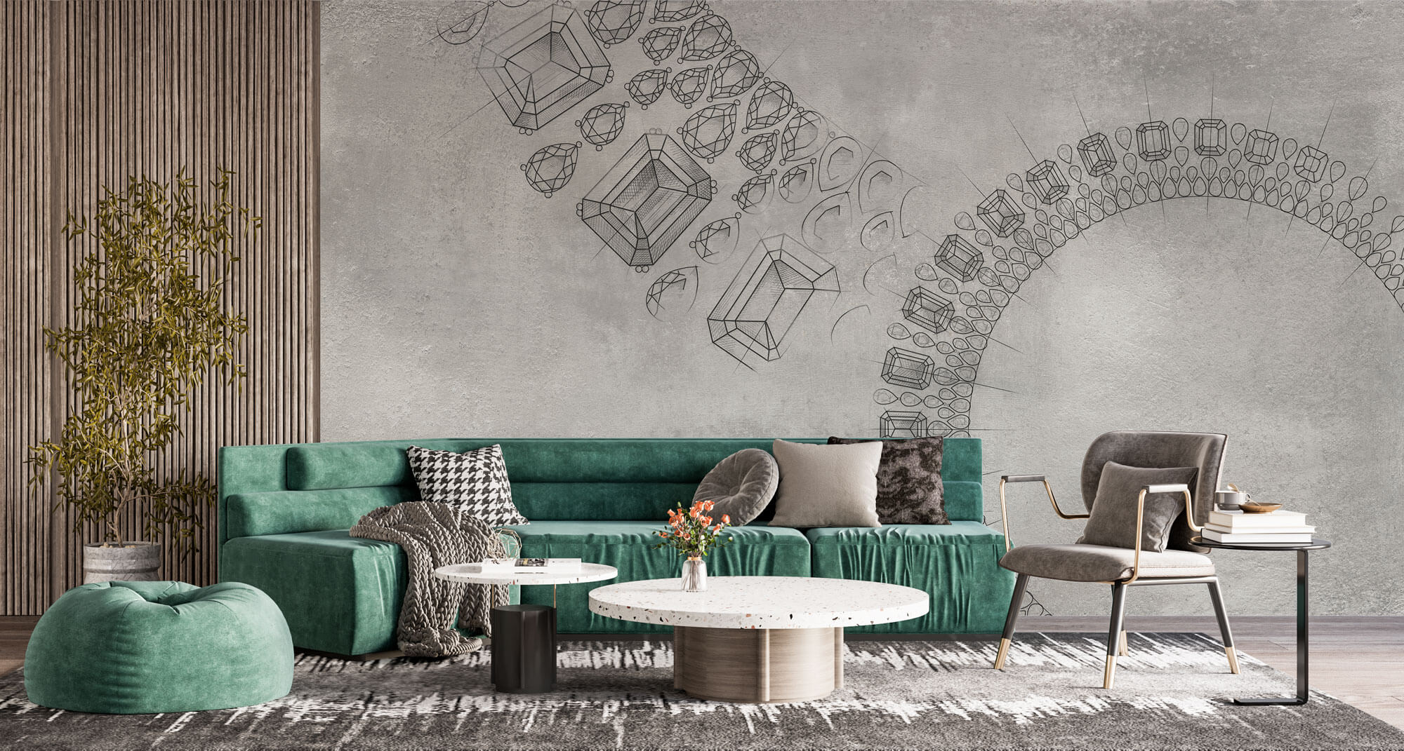 Tapet Personalizat Victorian cu schite cu bijuterii si cristale - ADORNMENT