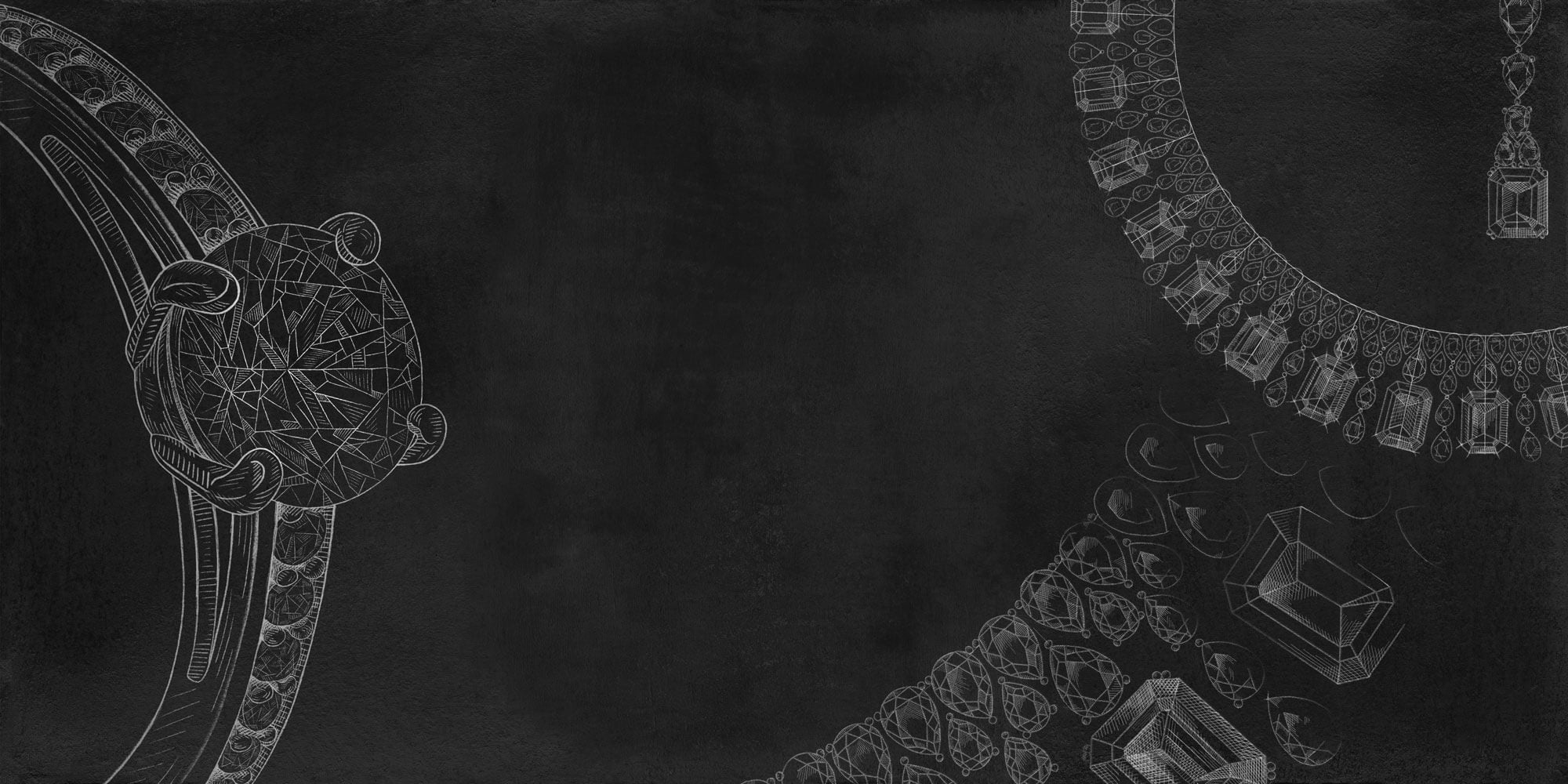 Tapet Personalizat Victorian cu schite cu bijuterii si inel cu diamant - THE BLUEPRINT OF BEAUTY