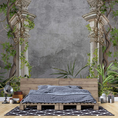 Tapet Personalizat Victorian cu coloane victoriene si jungla tropicala - VICTORIAN JUNGLE COLUMNS
