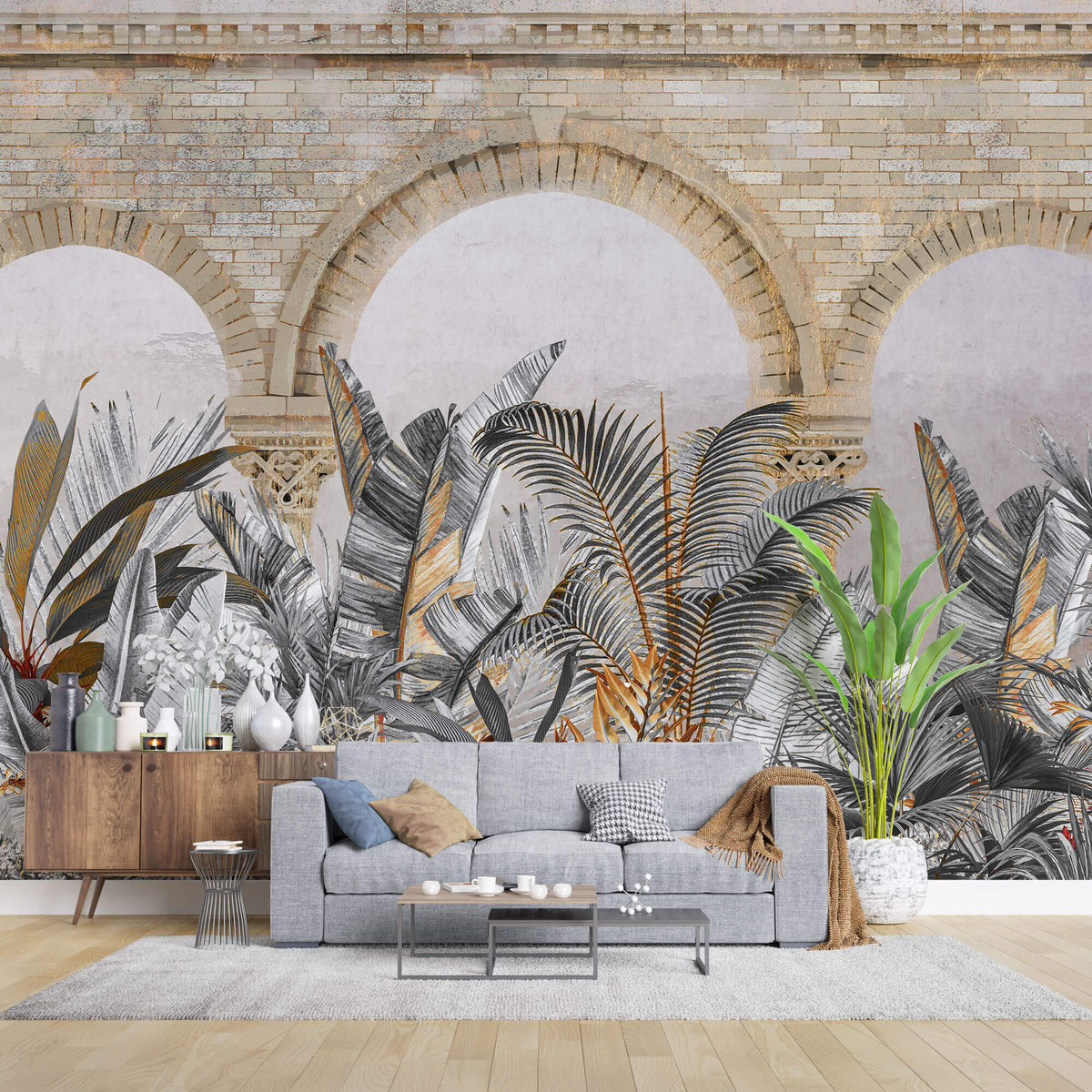 Tapet Personalizat Victorian cu ruine si vegetatie tropicala - EXOTIC RUINS