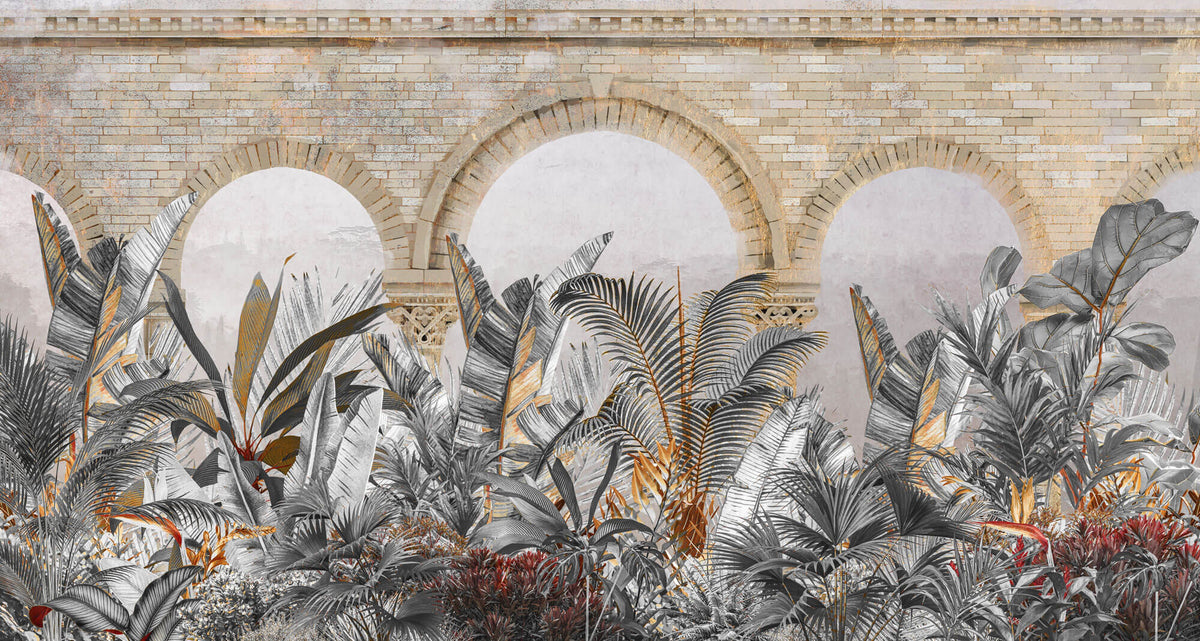 Tapet Personalizat Victorian cu ruine si vegetatie tropicala - EXOTIC RUINS
