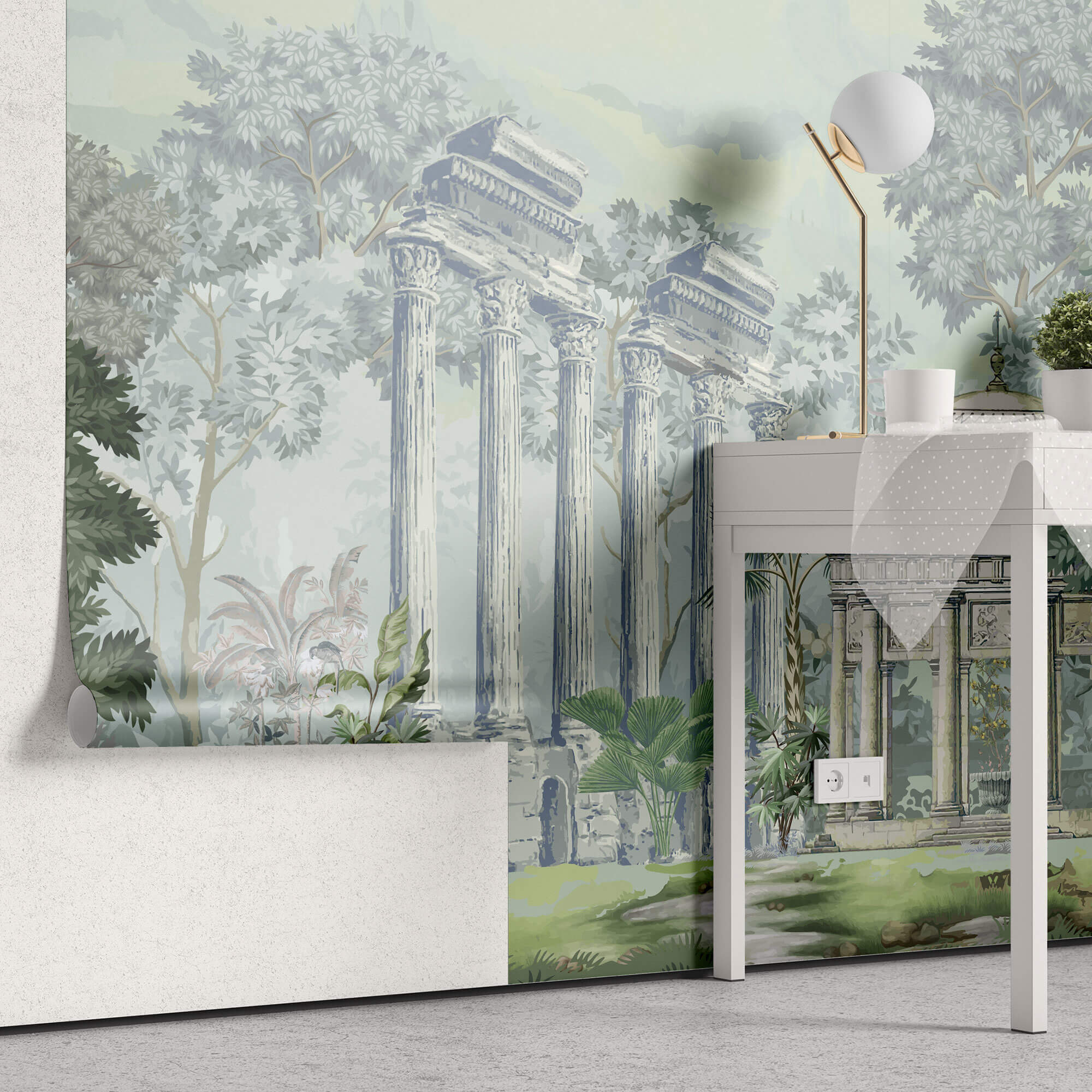 Tapet Personalizat Victorian cu ruine de piatra si vegetatie - VICTORIAN PAVILION