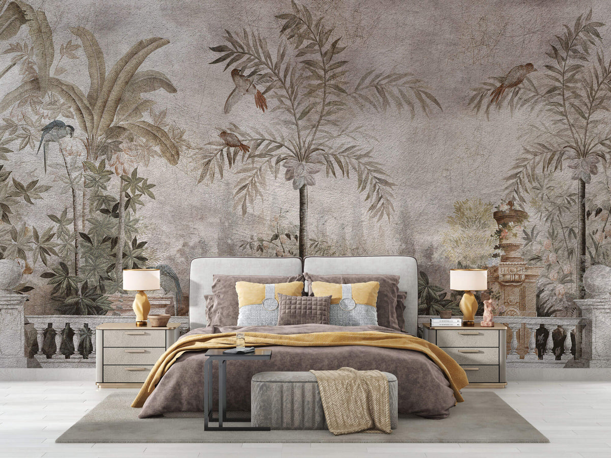 Tapet Personalizat Victorian cu peisaj tropical cu efect de fresca - VICTORIAN TROPICAL FRESCO