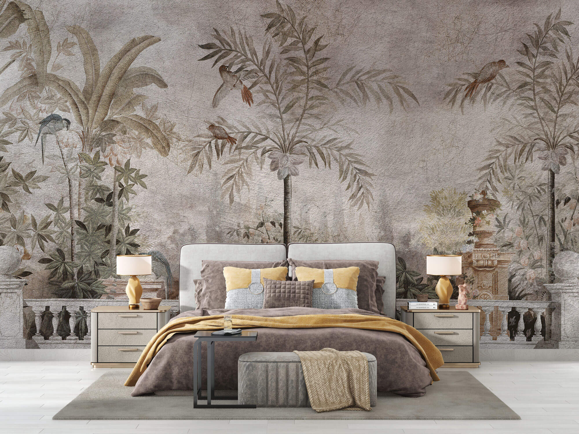 Tapet Personalizat Victorian cu peisaj tropical cu efect de fresca - VICTORIAN TROPICAL FRESCO