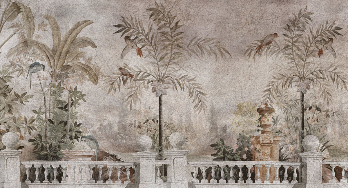 Tapet Personalizat Victorian cu peisaj tropical cu efect de fresca - VICTORIAN TROPICAL FRESCO