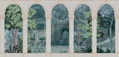 Tapet Personalizat Victorian cu coloane ruine si gradina pe inserat - MIDNIGHT VICTORIAN GARDEN
