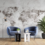 Tapet Personalizat cu harta lumii in stil grunge cu textura de perete cimentat - GRUNGE WORLD'S MAP