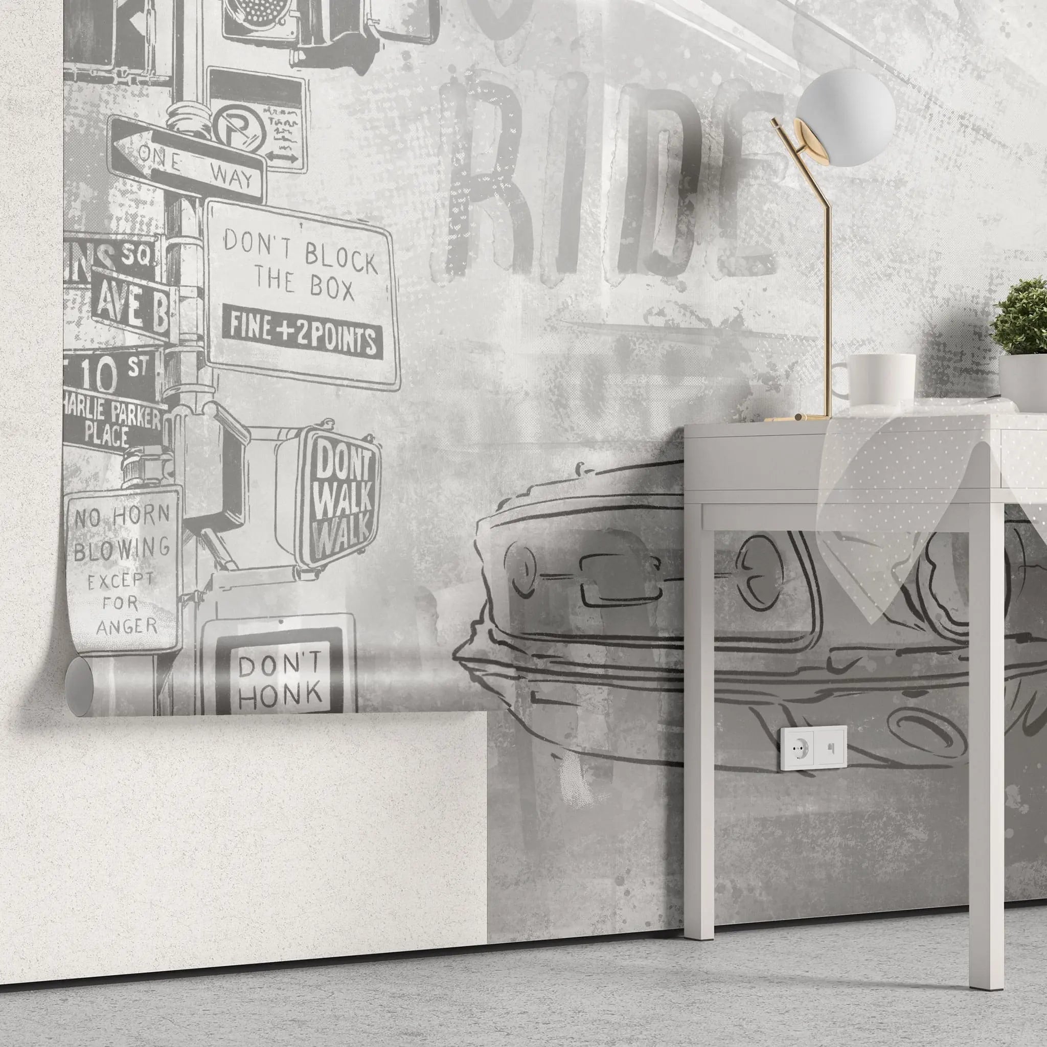 Tapet personalizat indicatoare si masini born to drive