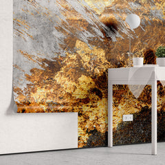 Tapet personalizat marble cu marmura gri cu insertii de foita de aur fire stone