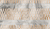 Tapet personalizat marble cu model de marmura alba si roz pudrat in forme geometrice cu contur auriu luxury storm