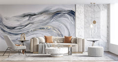 Tapet personalizat marble cu marmura alba si gri in forma de val marble wave