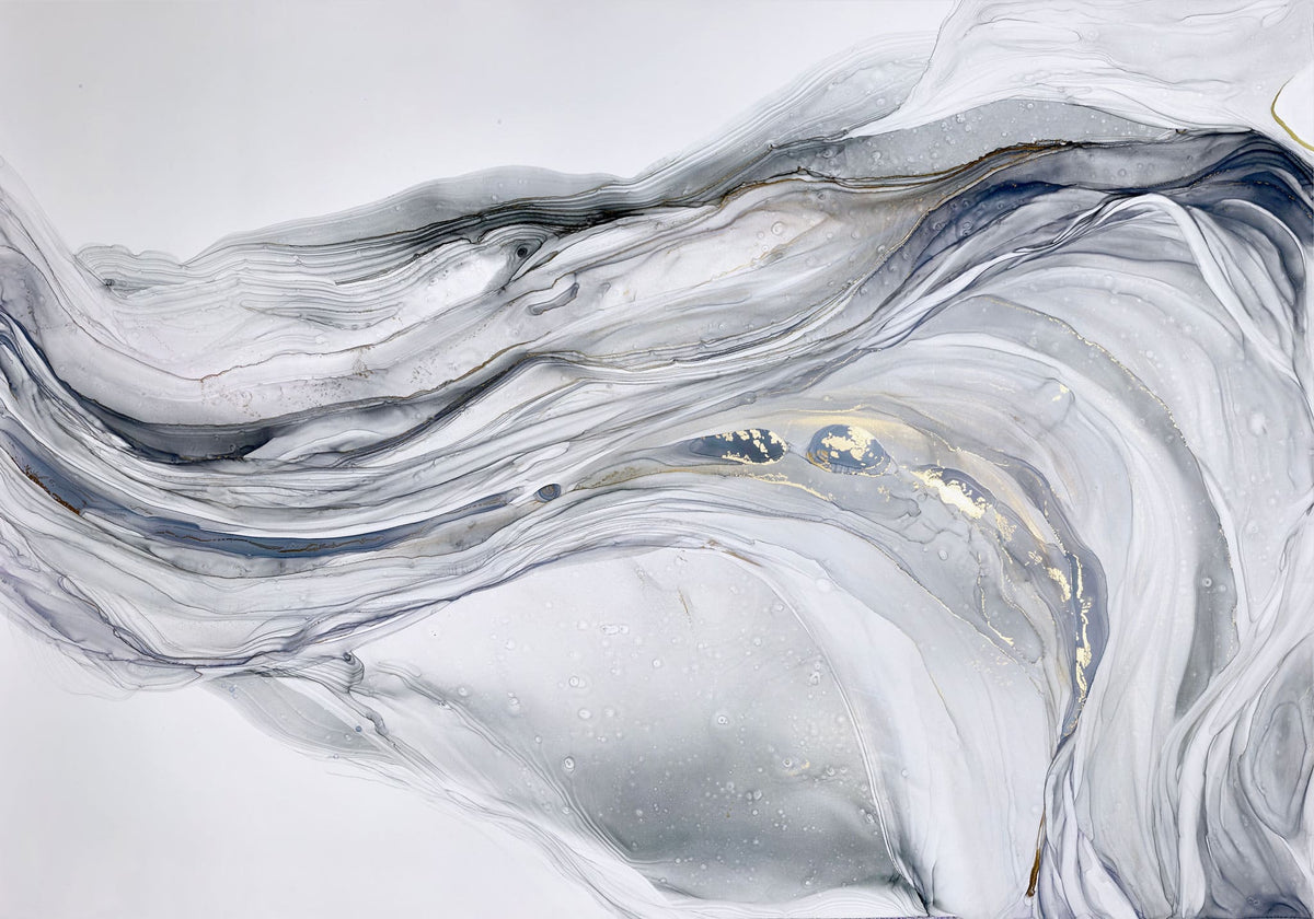 Tapet personalizat marble cu marmura alba si gri in forma de val marble wave
