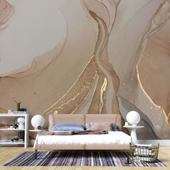 Tapet personalizat marble cu marmura in nuante rose cu accente aurii sahara
