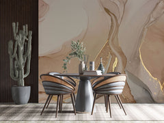 Tapet personalizat marble cu marmura in nuante rose cu accente aurii sahara