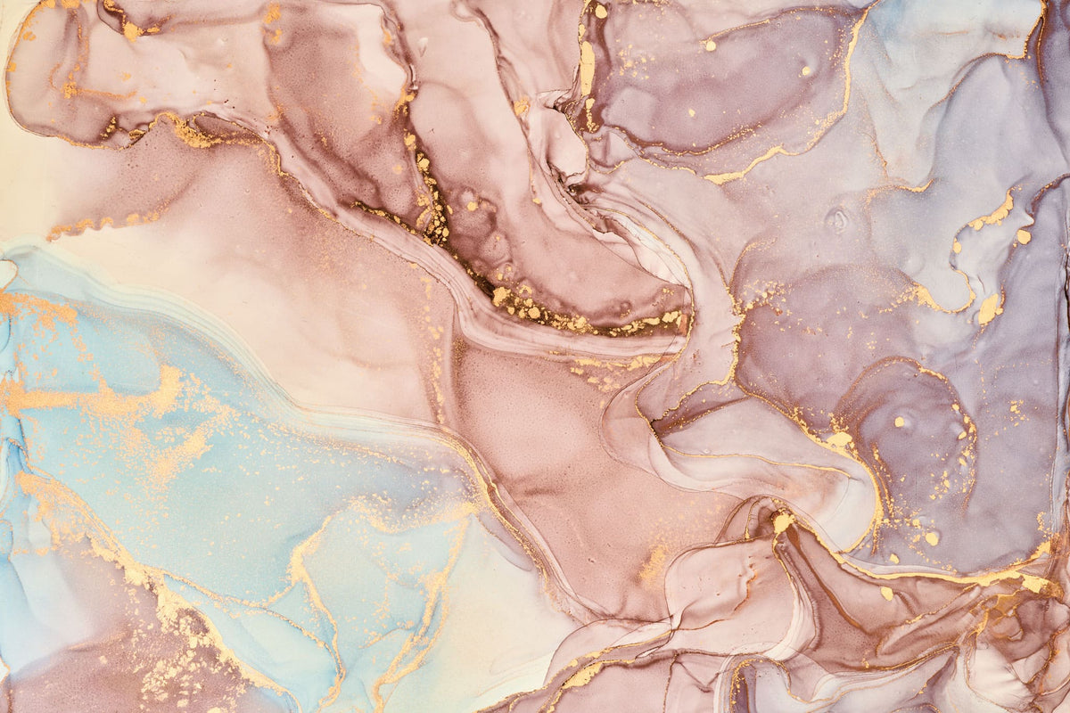 Tapet personalizat marble cu marmura in nuante de roz pudrat si albastru deschis blissful
