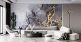 Tapet personalizat marble cu marmura in nuante de cerneala cu accente aurii golden ink